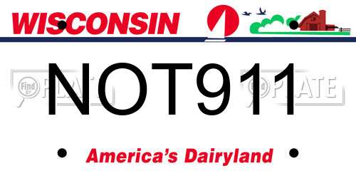 NOT911 Wisconsin License Plate