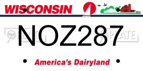 NOZ287 Wisconsin License Plate