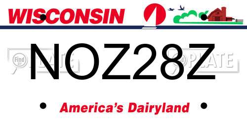 NOZ28Z Wisconsin License Plate