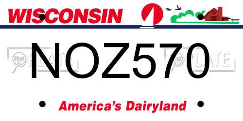 NOZ570 Wisconsin License Plate
