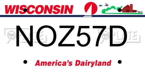 NOZ57D Wisconsin License Plate