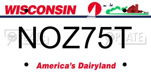 NOZ75T Wisconsin License Plate