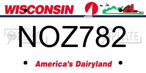 NOZ782 Wisconsin License Plate
