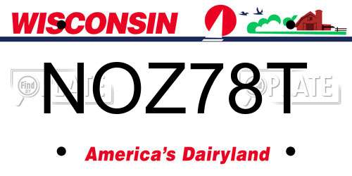 NOZ78T Wisconsin License Plate