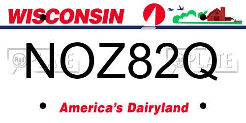 NOZ82Q Wisconsin License Plate