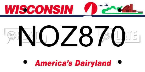 NOZ870 Wisconsin License Plate
