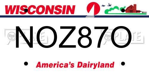 NOZ87O Wisconsin License Plate