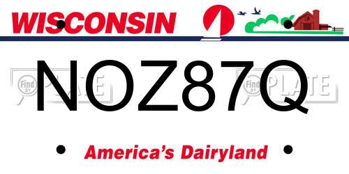 NOZ87Q Wisconsin License Plate