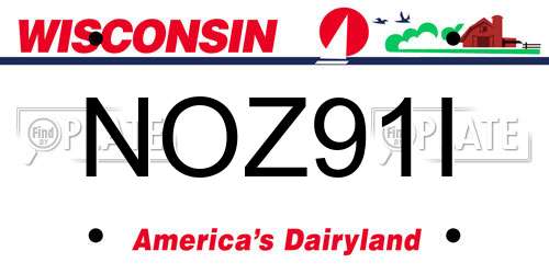 NOZ91I Wisconsin License Plate
