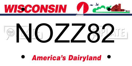NOZZ82 Wisconsin License Plate