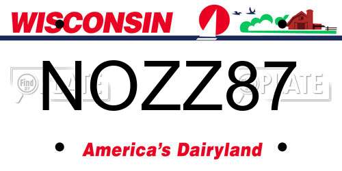 NOZZ87 Wisconsin License Plate