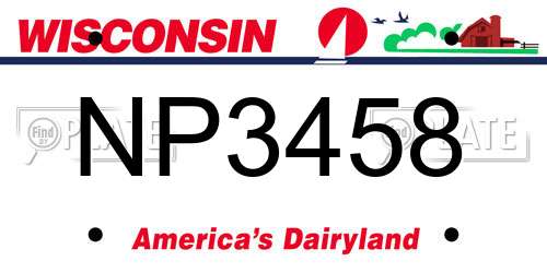 NP3458 Wisconsin License Plate