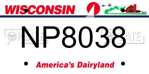 NP8038 Wisconsin License Plate