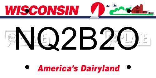 NQ2B2O Wisconsin License Plate