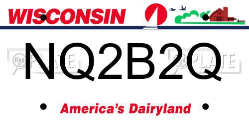 NQ2B2Q Wisconsin License Plate