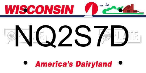 NQ2S7D Wisconsin License Plate