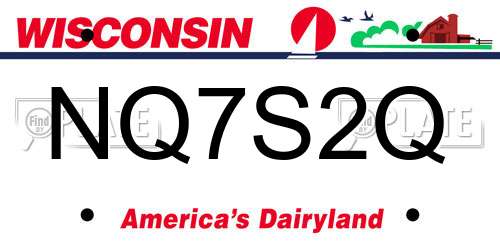 NQ7S2Q Wisconsin License Plate