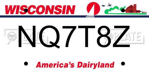 NQ7T8Z Wisconsin License Plate