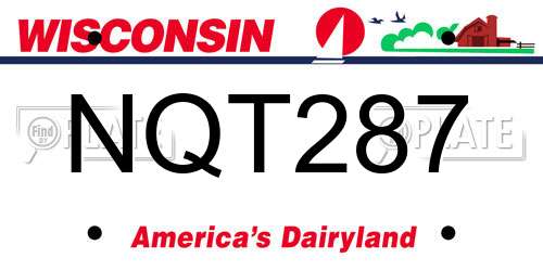 NQT287 Wisconsin License Plate