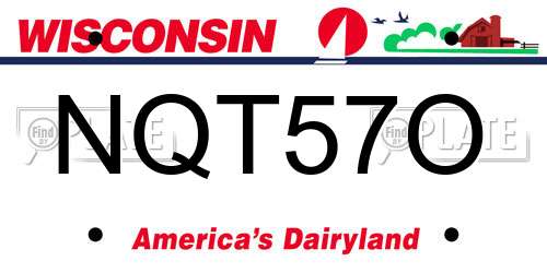 NQT57O Wisconsin License Plate