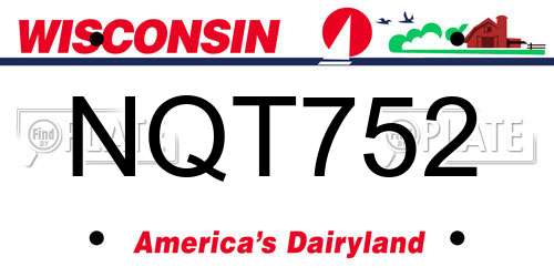NQT752 Wisconsin License Plate