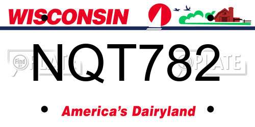 NQT782 Wisconsin License Plate