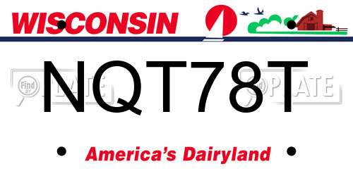 NQT78T Wisconsin License Plate
