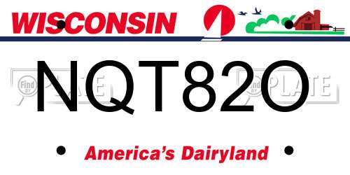 NQT82O Wisconsin License Plate