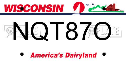 NQT87O Wisconsin License Plate