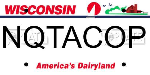 NQTACOP Wisconsin License Plate