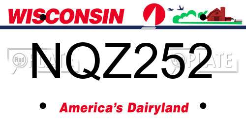NQZ252 Wisconsin License Plate