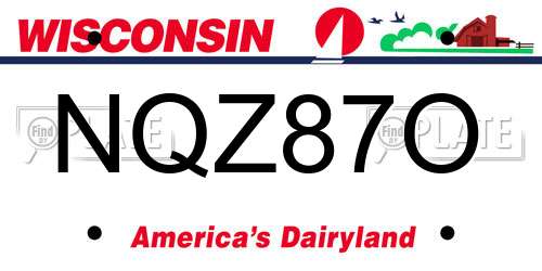 NQZ87O Wisconsin License Plate