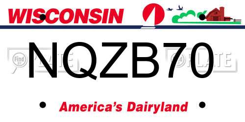 NQZB70 Wisconsin License Plate