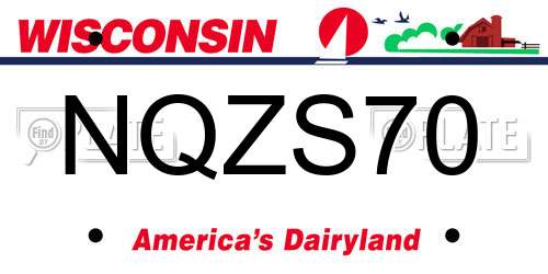 NQZS70 Wisconsin License Plate