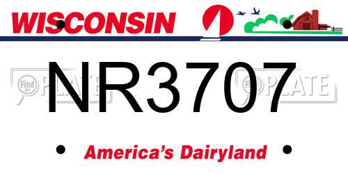 NR3707 Wisconsin License Plate
