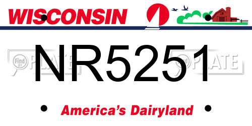 NR5251 Wisconsin License Plate