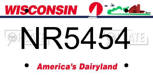 NR5454 Wisconsin License Plate