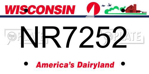 NR7252 Wisconsin License Plate