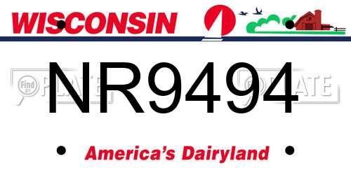 NR9494 Wisconsin License Plate