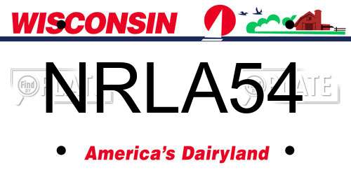 NRLA54 Wisconsin License Plate