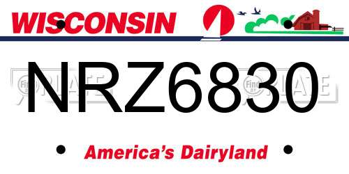 NRZ6830 Wisconsin License Plate