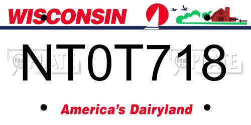 NT0T718 Wisconsin License Plate