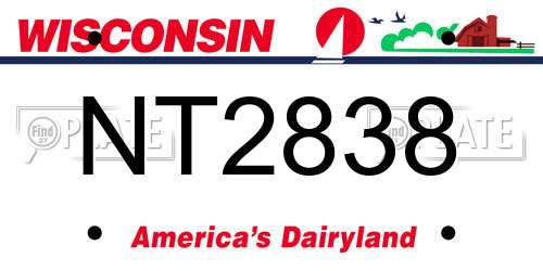 NT2838 Wisconsin License Plate