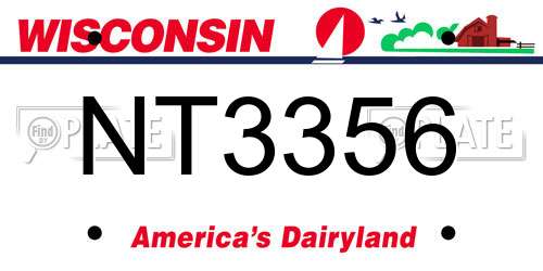 NT3356 Wisconsin License Plate