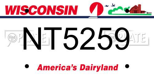 NT5259 Wisconsin License Plate