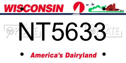 NT5633 Wisconsin License Plate