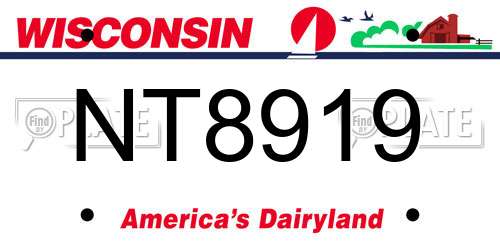 NT8919 Wisconsin License Plate