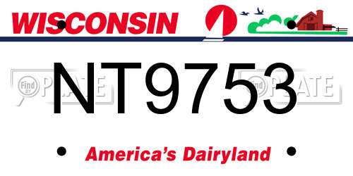 NT9753 Wisconsin License Plate