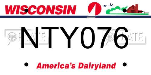 NTY076 Wisconsin License Plate