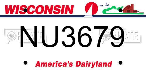 NU3679 Wisconsin License Plate